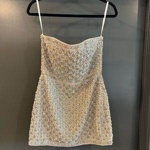 Retrofete Heather Mini Dress Champagne Shell Beaded Sequin Bridal Bachelorette S